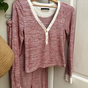 Abercrombie & Fitch Red and White Striped Pajama Set